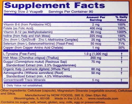 NOW Foods Supplements, Thyroid Energy™, Iodine and Tyrosine plus Selenium, Zinc and Copper, 180 Veg Capsules customer photo 1