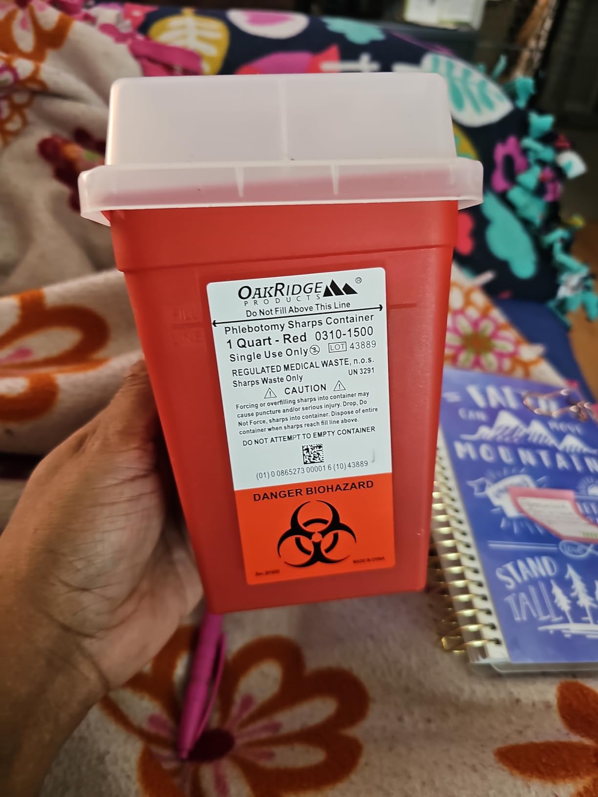 Oakridge Products Sharps Container 1 Quart, Biohazard Needle and Syringe Disposal, CDC Certified customer photo 2