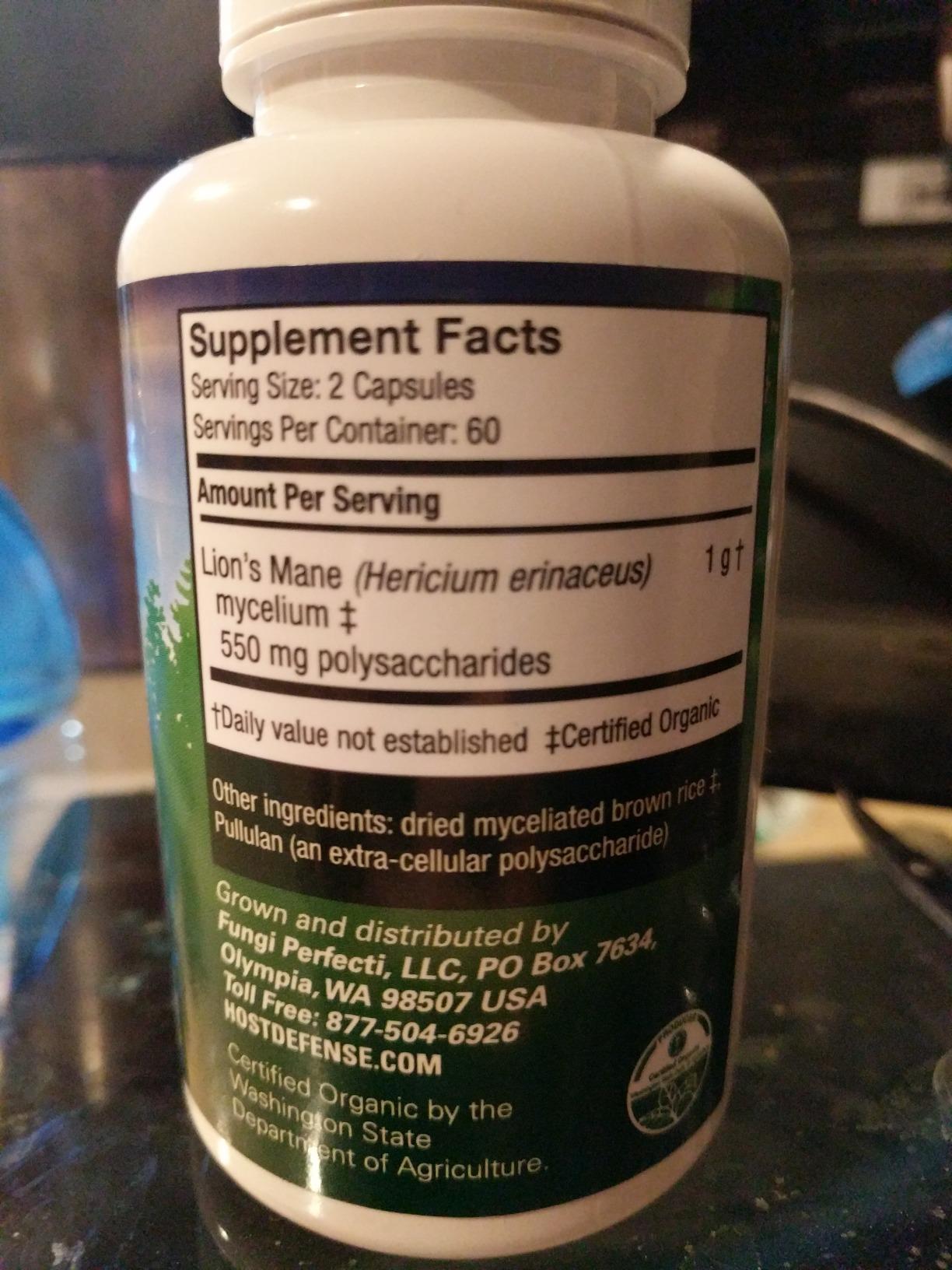 Host Defense Lion's Mane, Brain Health & Focus Support, 120 Capsules customer photo 2