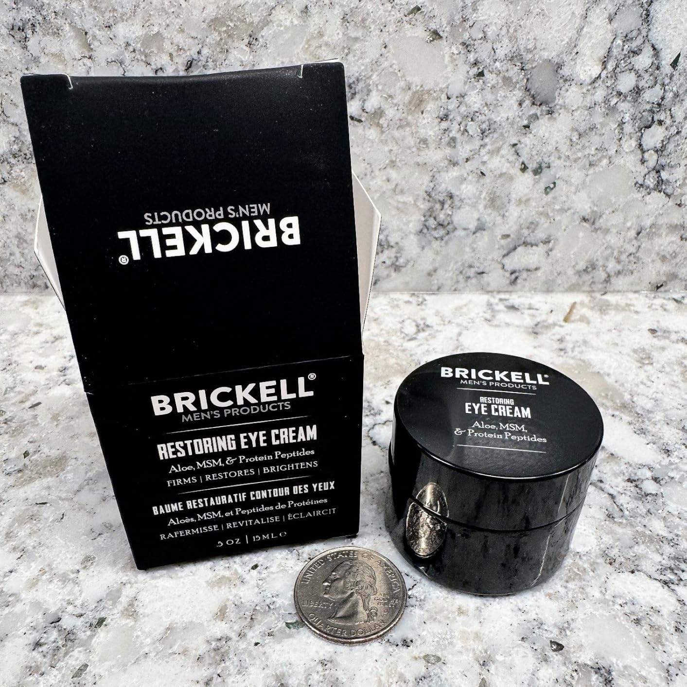 Brickell Men's Restoring Under Eye Cream for Men, Anti Aging Eye Balm To Reduce Puffiness, Wrinkles, Dark Circles, Crows Feet & Eye Bags, Caffeine, Hyaluronic Acid & Protein Peptides, 0.5oz, Unscented customer photo 2