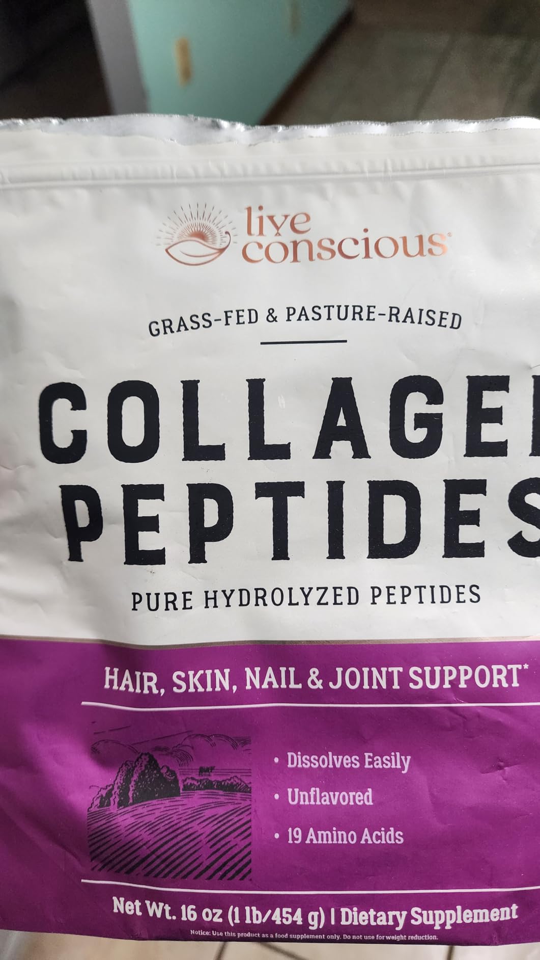 Live Conscious Collagen Peptides Powder - Naturally-Sourced Hydrolyzed Collagen Powder - Hair, Skin, Nail, and Joint Support - Type I & III Grass-Fed Collagen Supplements for Women and Men - 16oz customer photo 2