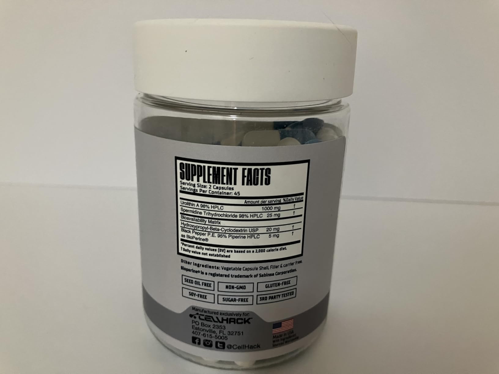 MITOHACK Urolithin A 1000mg + Spermidine 25mg Mitochondrial Formula - 90 Ct customer photo 1