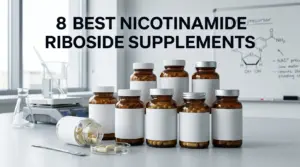 Fitness supplements, capsules, powder scoop, and nutrition ingredients arranged on a clean countertop for a supplement review