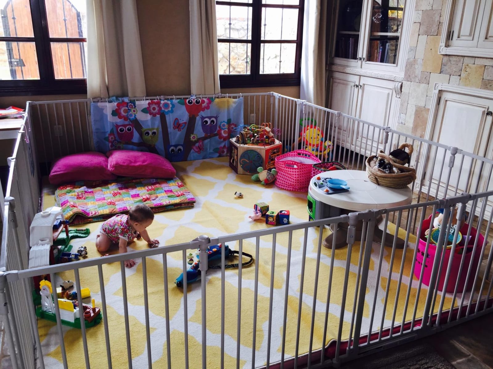 Toddleroo by North States - 3 In 1 Metal Superyard Baby Play Yard: 6 Panel Playpen, Safety Gate, or Extra Wide Baby Fence - Encloses Up to 10 Square Feet - 30 Inches Tall - Taupe customer photo 1
