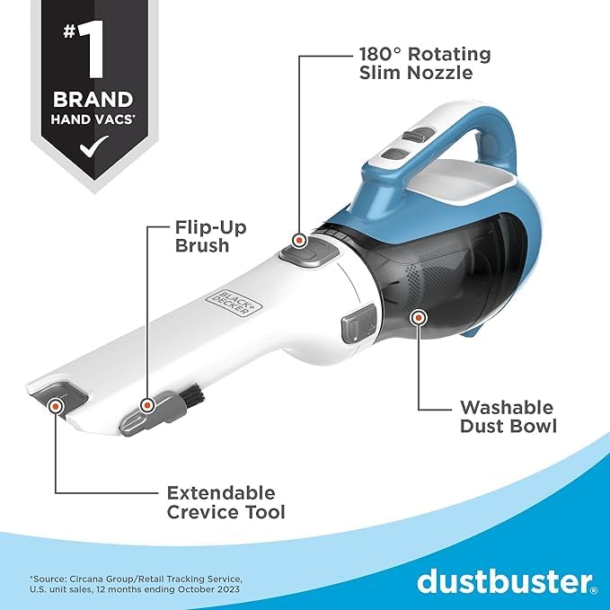 Black+Decker, Dustbuster AdvancedClean Handheld Vacuum Cordless, Compact Home and Car Vacuum with Crevice Tool, Rotating Nozzle and Charging Station customer photo 2