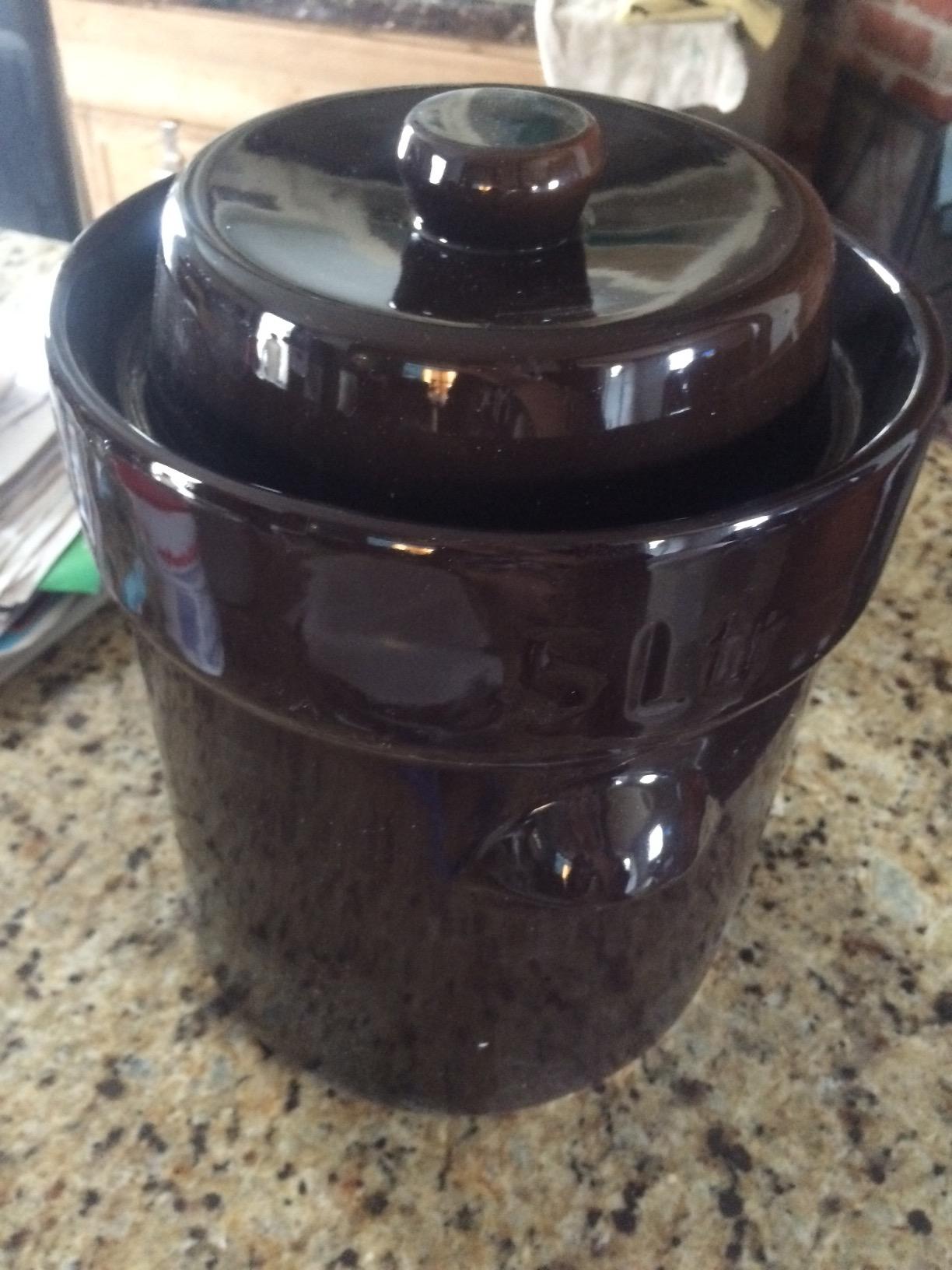 Fermentation Crock 1 Gallon - Sauerkraut Crock with Lid, Weights & Pounder customer photo 2