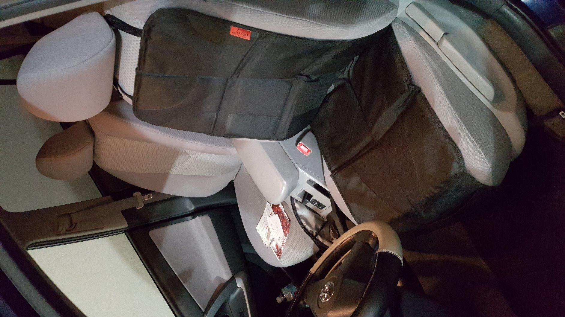 Lusso Gear Car Seat Protector for Baby Car Seat - Thick Padding - Seat Protector Under Baby Car Seat with 2 Mesh Storage Pockets - Black Waterproof Baby Car Seat Protector - Non-Slip Padded Backing customer photo 2