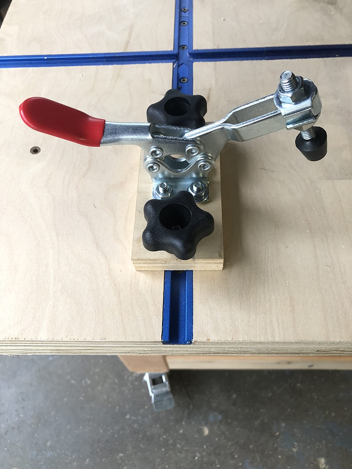 POWERTEC 4PK Toggle Clamp, 500 lbs Holding Capacity, 225D Quick Release Horizontal Clamps w/ Antislip Rubber Pressure Tip for Woodworking Jigs and Fixtures, Welding, Drill Press, Crosscut Sled (20326) customer photo 1