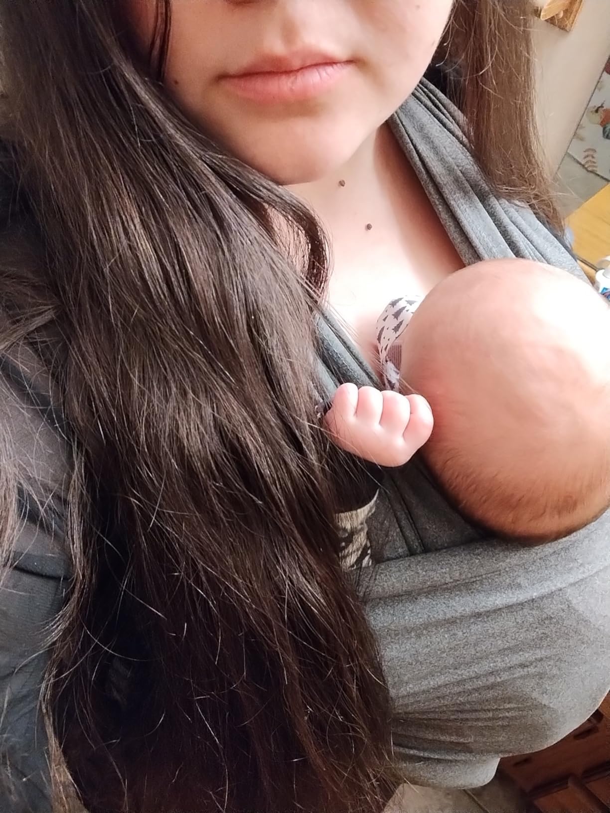 Baby Wraps Carrier, Jeroray Baby Carrier,Hands Free Infant Carrier, Lightweight,Breathable,Softness,Heather Grey customer photo 2