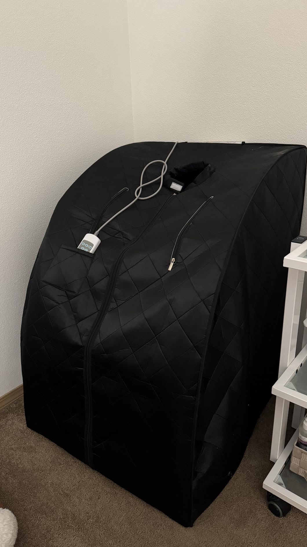 ZONEMEL Portable Infrared Sauna, 1 Person at Home Full Body Sauna, Individual Home Spa Tent with Heating Foot Pad, Upgraded Sauna Chair (L 27.6’’ x W 31.5’’ x H 37.8’’, Black) customer photo 2