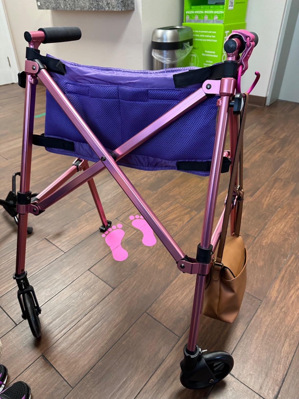Stander Space Saver Walker Short, Lightweight Folding Rolling Mobility Aid for Juniors & Petite Adults, Compact 2-Wheel Disability Device with 6-inch Wheels & Rear Ski Glides, Cobalt Blue customer photo 2
