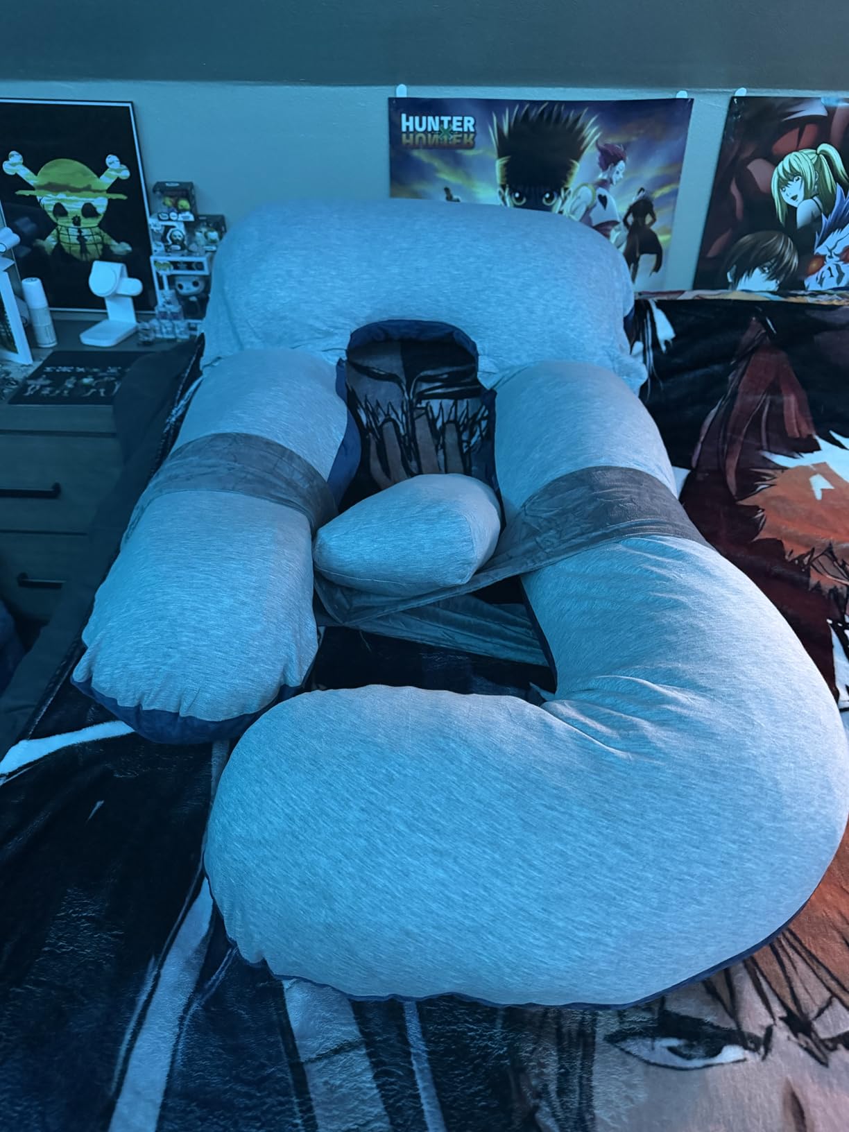 60in Full Body Pillow | Nursing, Maternity and Pregnancy Pillow | Extra Large U Shape Pillows with Detachable Side, Separate Support Pillow and Removable Cover (Velvet and Jersey Grey) customer photo 1