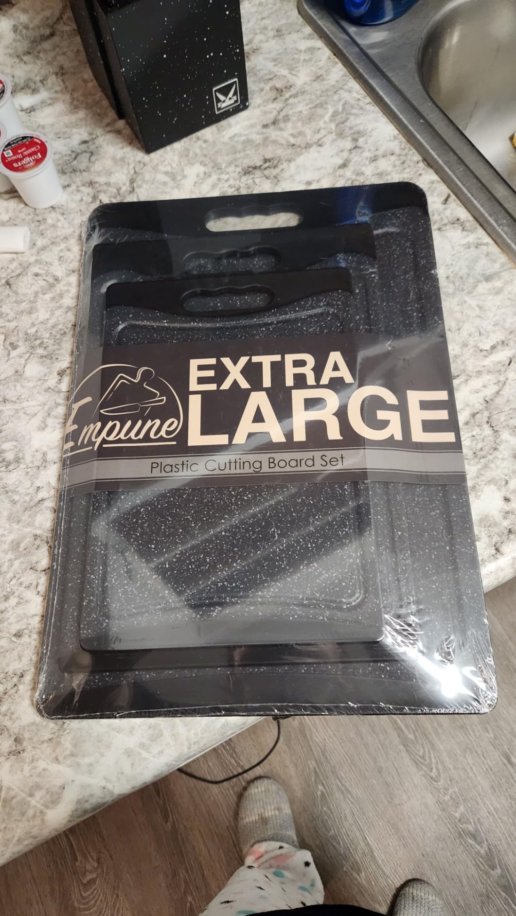Extra Large Cutting Boards, Plastic Cutting Boards for Kitchen (Set of 3) Cutting Board Set Dishwasher Chopping Board with Juice Grooves Easy-Grip Handles, Dark Grey, Empune customer photo 2