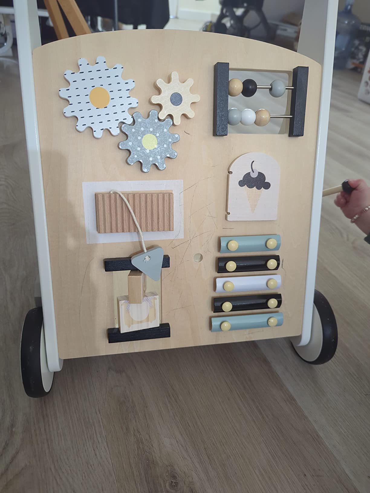 Beright Wooden Baby Walker Push and Pull Learning Activity Walker Kids’ Activity Toy Multiple Activities Center Develops Motor Skills & Stimulates Creativity (Natural) customer photo 2