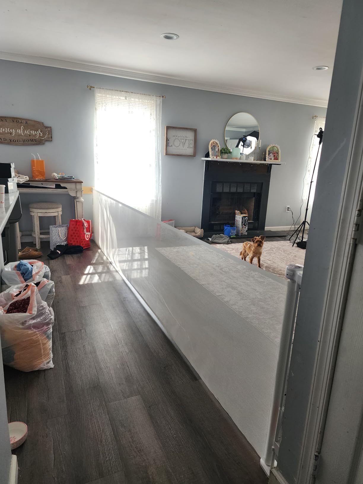 KISKIZ 110 Inch Extra Wide Retractable Baby Gate for Large Openings, White customer photo 1