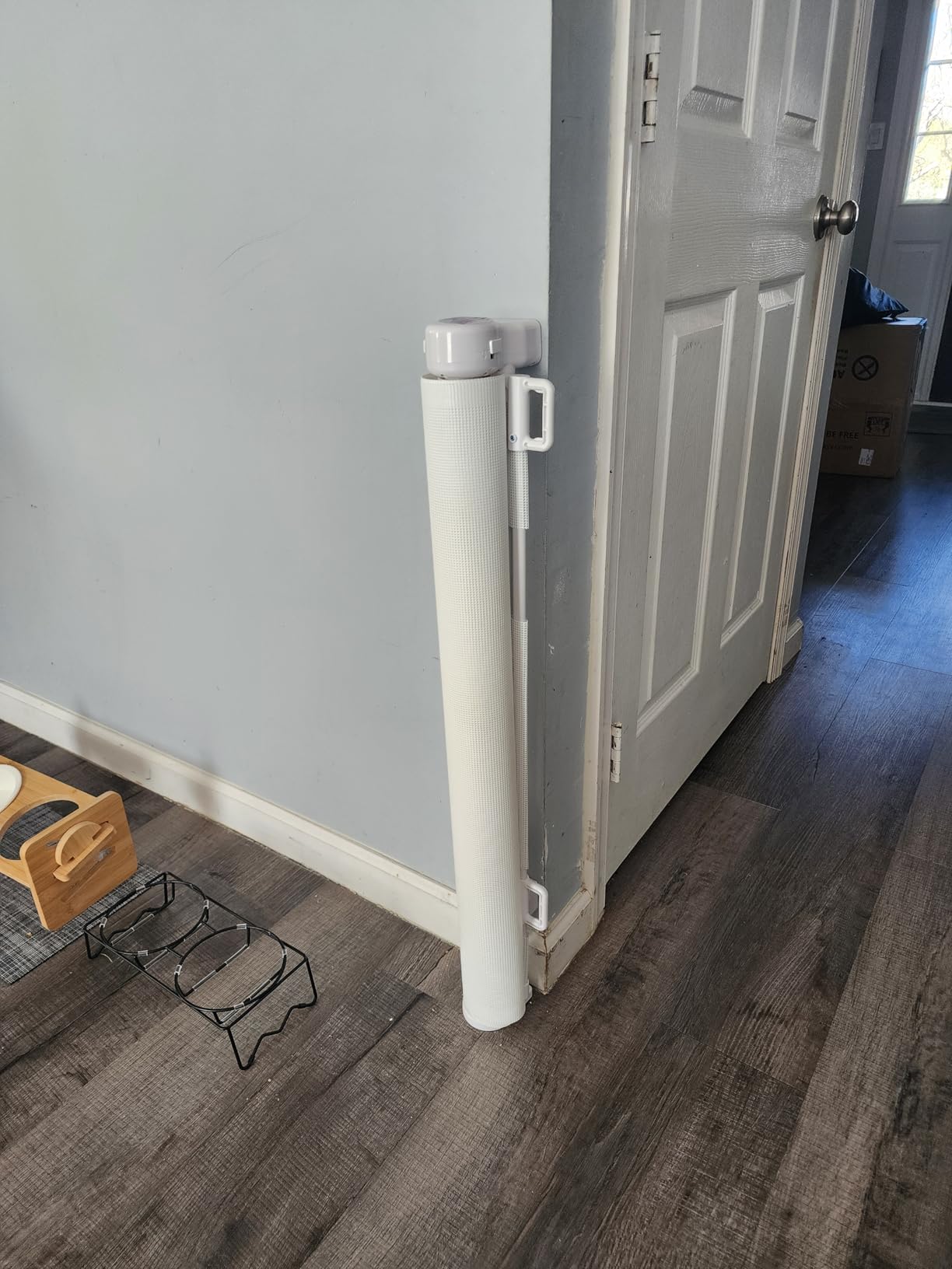 KISKIZ 110 Inch Extra Wide Retractable Baby Gate for Large Openings, White customer photo 2
