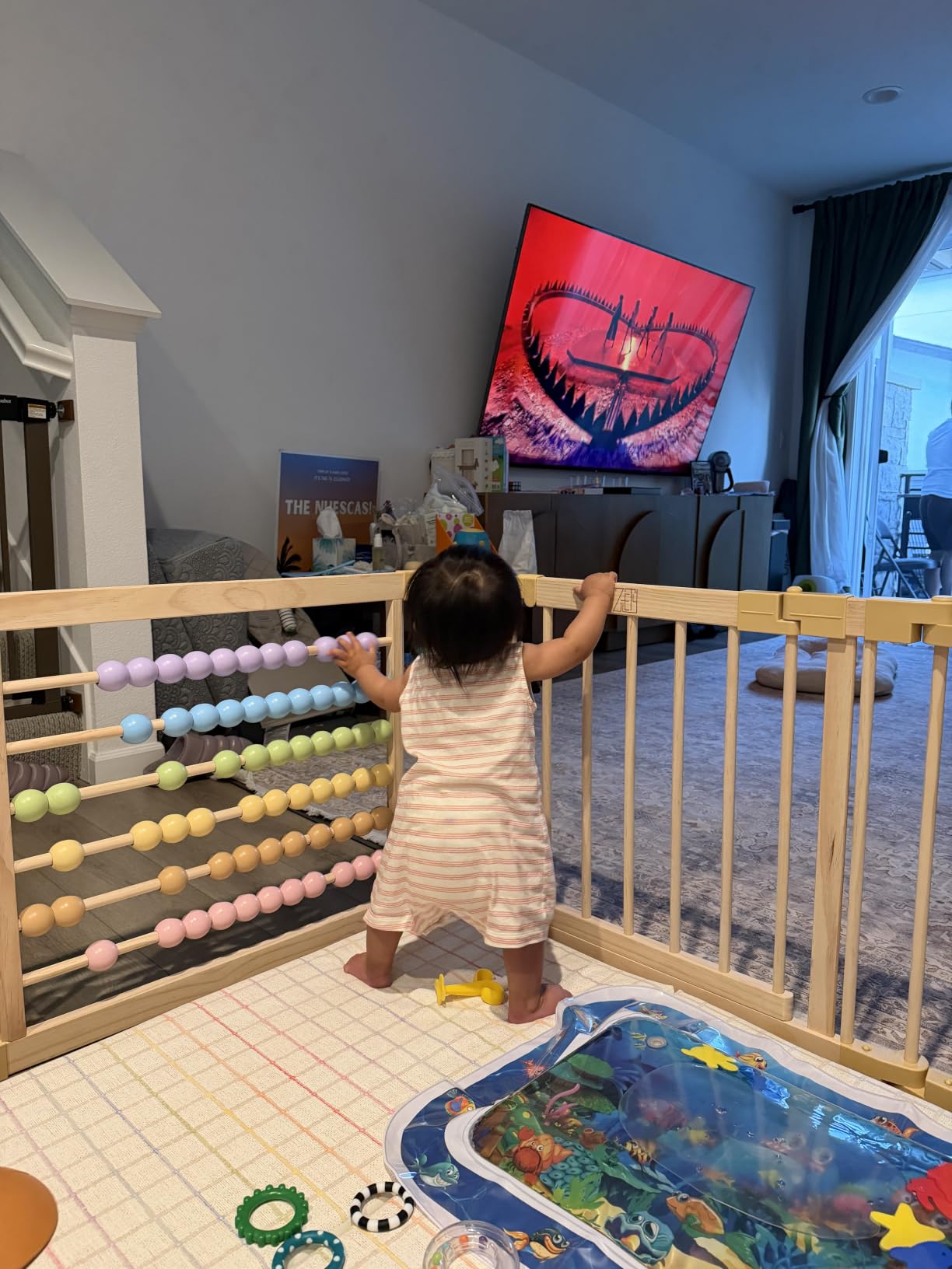 ZETY Natural Wood Baby Playpen, 8 Panel Foldable Play Yard, Door & Toys customer photo 1