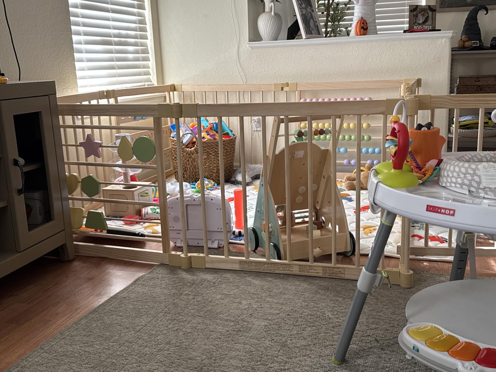 ZETY Natural Wood Baby Playpen, 8 Panel Foldable Play Yard, Door & Toys customer photo 2