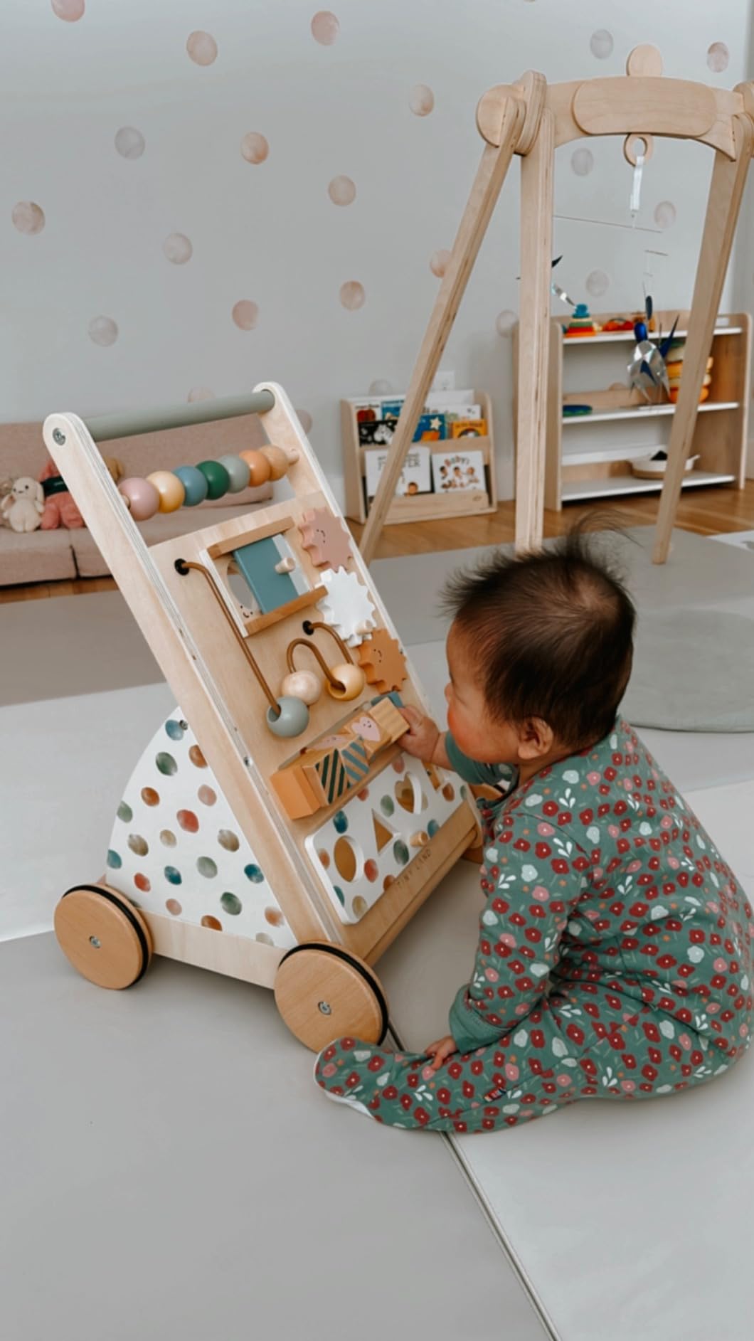 Tiny Land Wooden Baby Walker with Activity Center, Montessori Push Walker customer photo 1