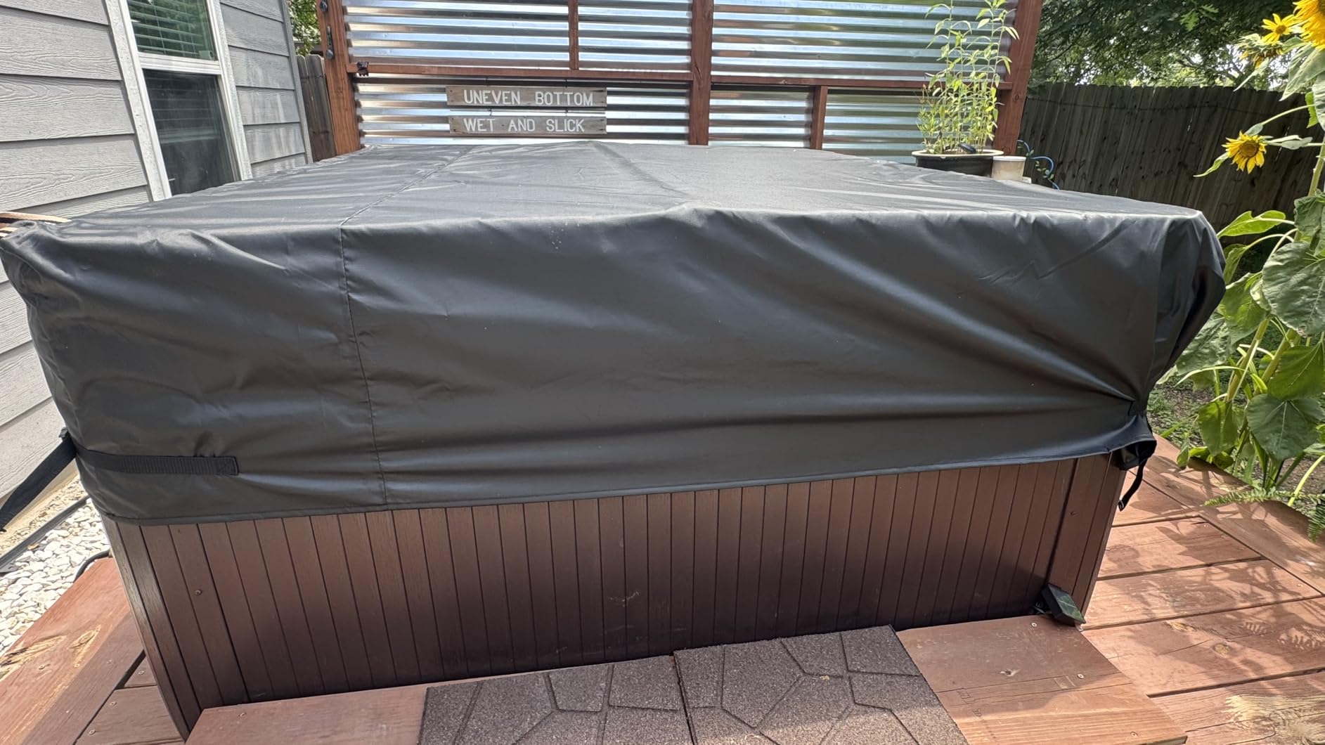 QH.HOME Waterproof Hot Tub Cover 85 x 85 with Ratchet Tie-Down System customer photo 2