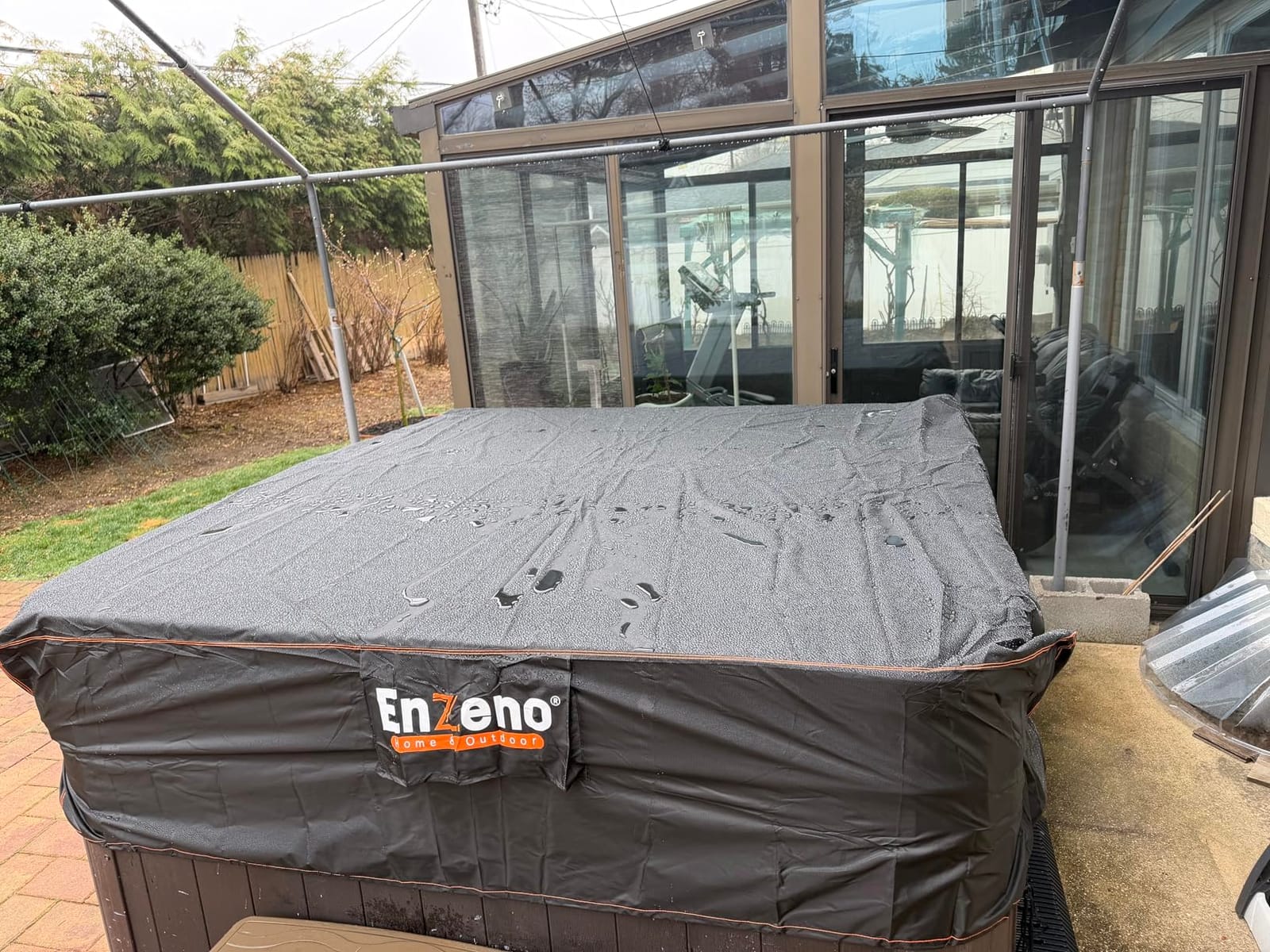 Enzeno Outdoor SPA Hot Tub Cover Waterproof Square 86 x 86 inch fit 84 x 84 or 83 x 83 or 82 x 82 or 7 ft x 7 ft 420D Heavy Duty Cub Hot Tub Lid Protectors Protective Cover Cap customer photo 2