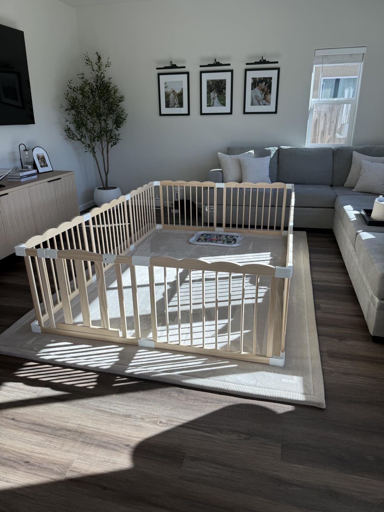 Wooden Baby Playpen 50x65x24In Adjustable Play Yard with Lock Gate customer photo 1