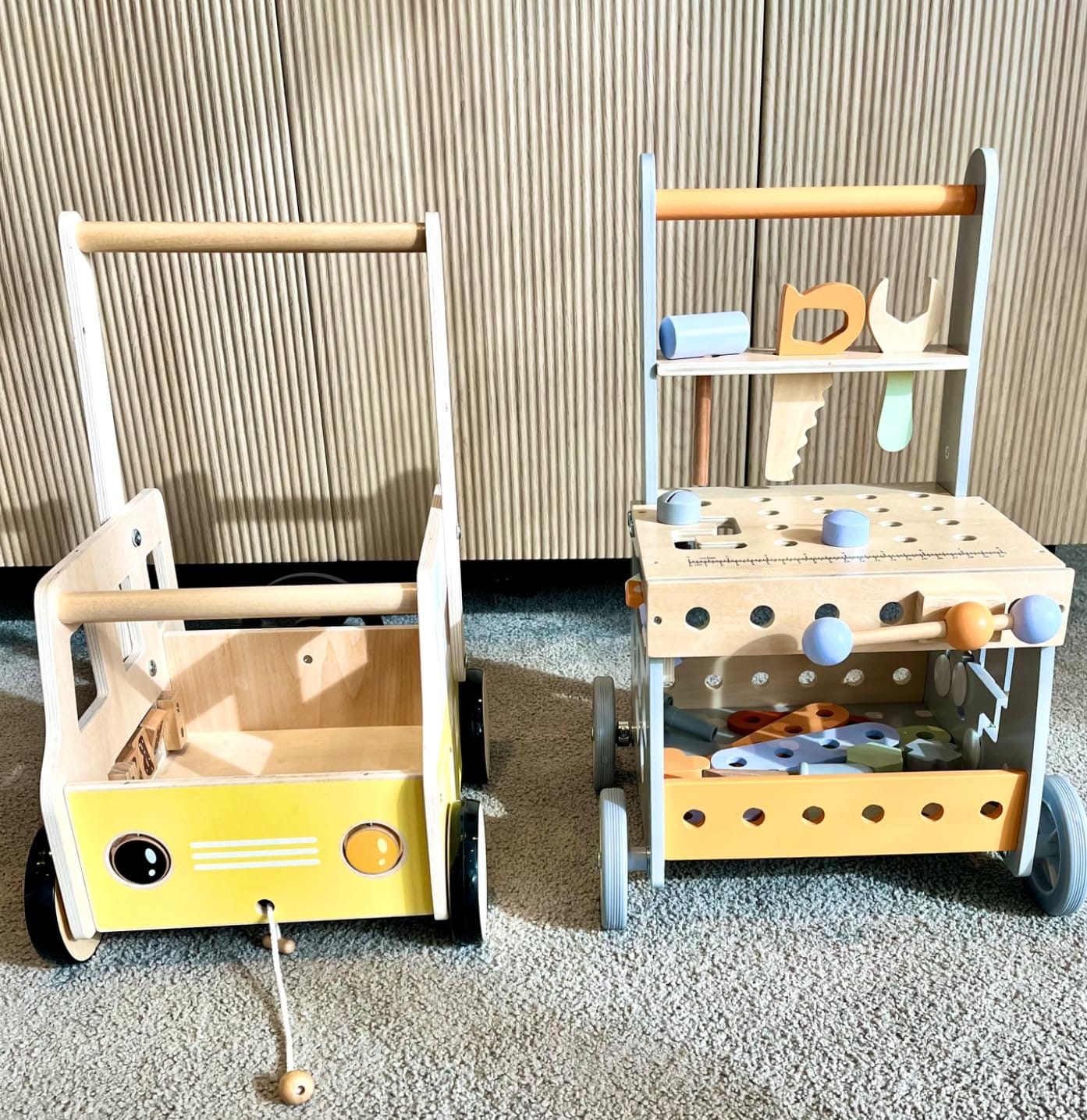labebe Wooden Baby Walker with Tool Bench, Montessori Push Walker customer photo 1