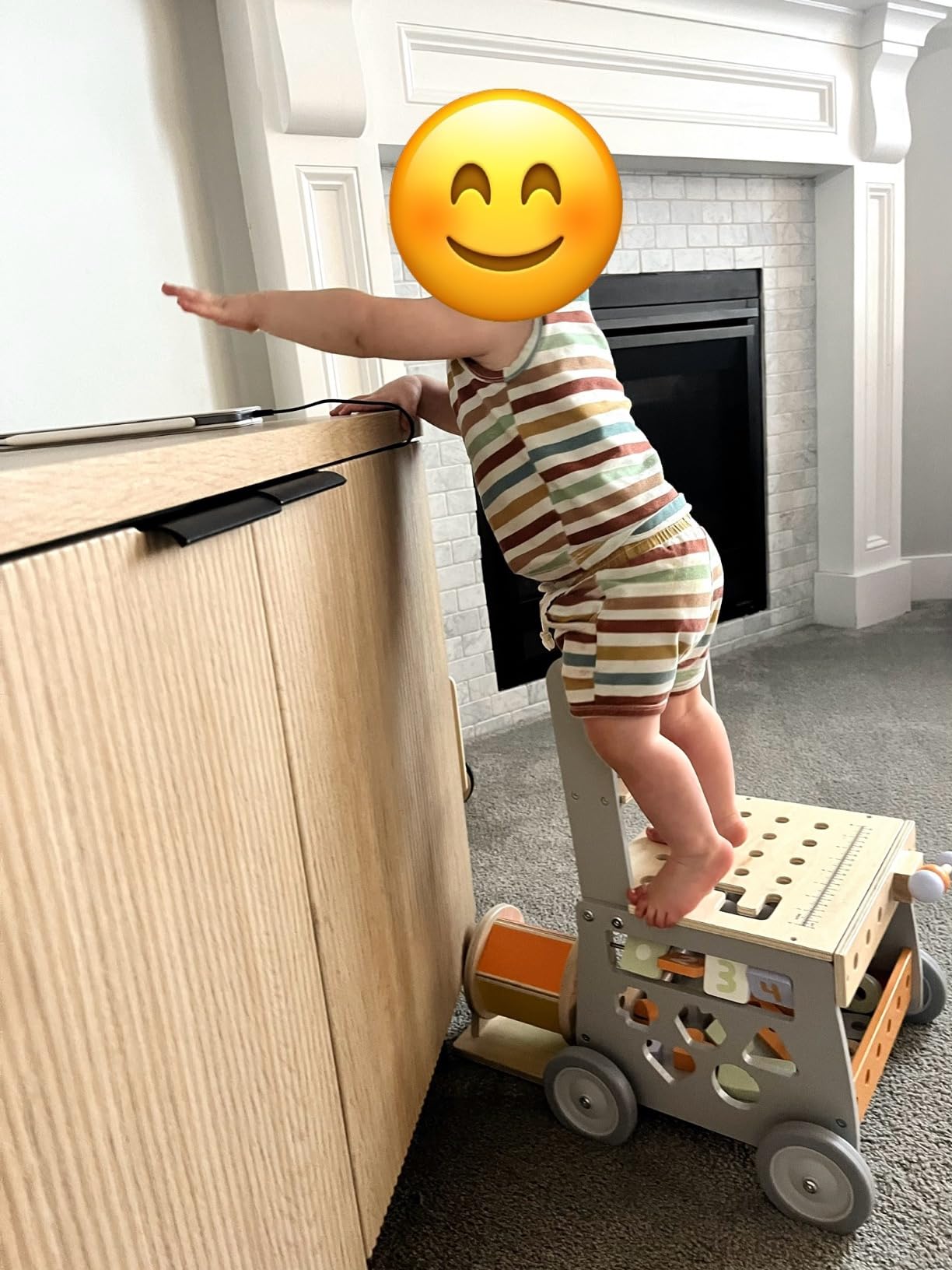 labebe Wooden Baby Walker with Tool Bench, Montessori Push Walker customer photo 2