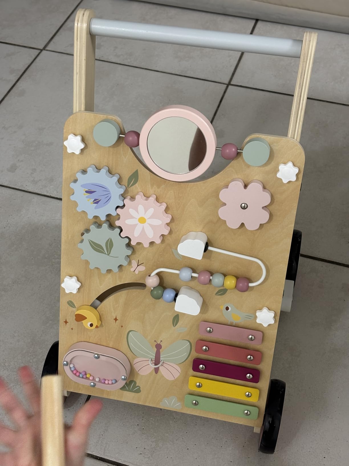 Pithfor Wooden Baby Walker, Baby Push Walker, Push Walker Toys for Babies Learning to Walk & Sit-to-Stand, with Montessori Sensory Toy & Activity Center for Girls Boys customer photo 2