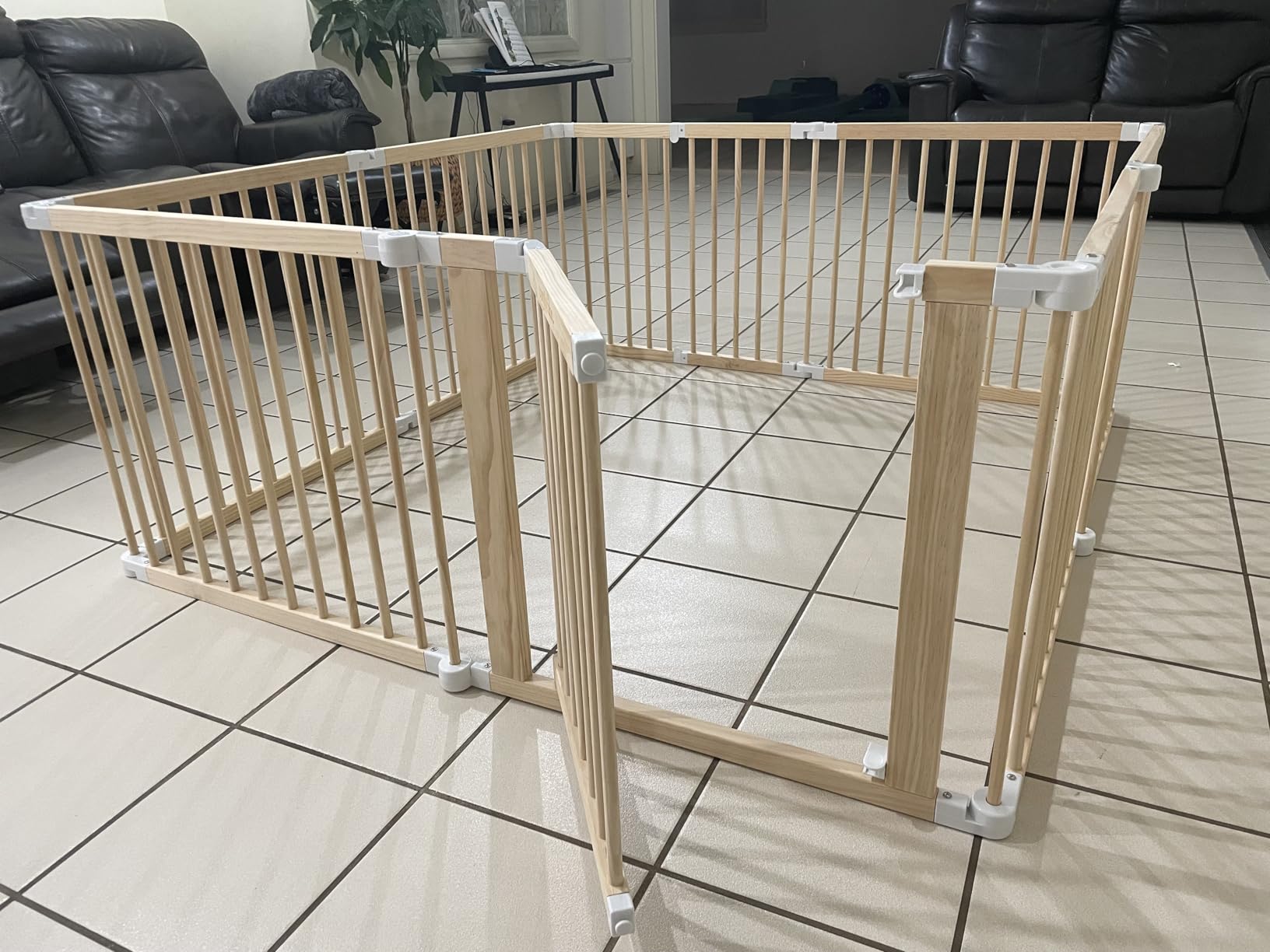 Comfy Cubs Baby Gate Playpen 57x57x25in - Foldable Playpen Light Wood White customer photo 1