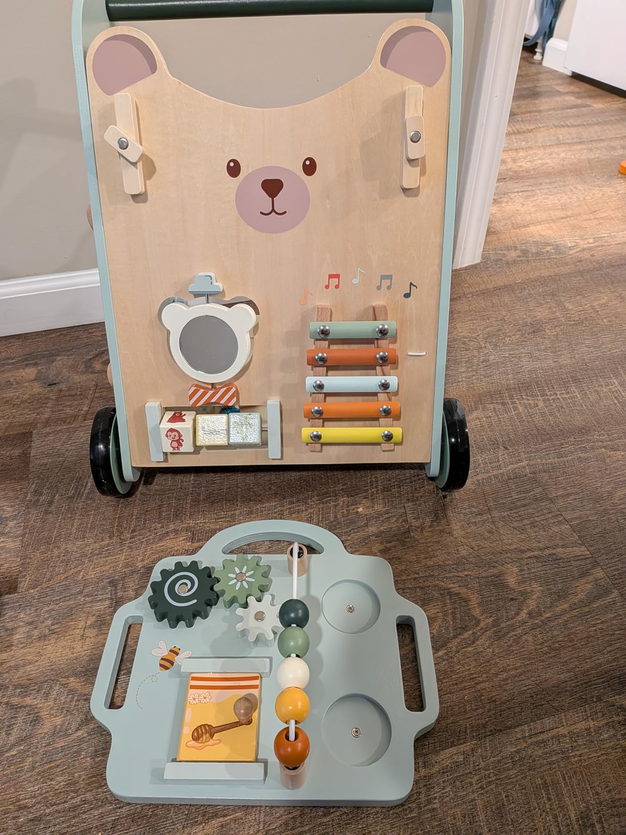 WOODMAM Push Baby Walker, Wooden Sit-to-Stand Learning Toy for 12M+ customer photo 1