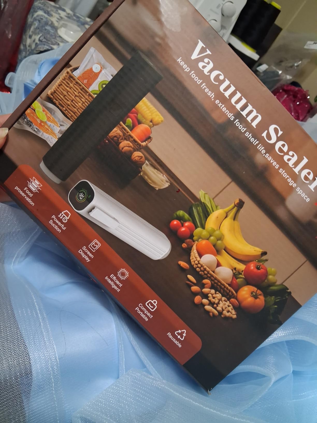 Elxis Vacuum Sealer, Portable handheld Vacuum Sealer + 30 Reusable Vacuum Bags, Portable Food Sealer, With LED pressure display, 2-Speed Pressure Control (60/80 Kpa) customer photo 2