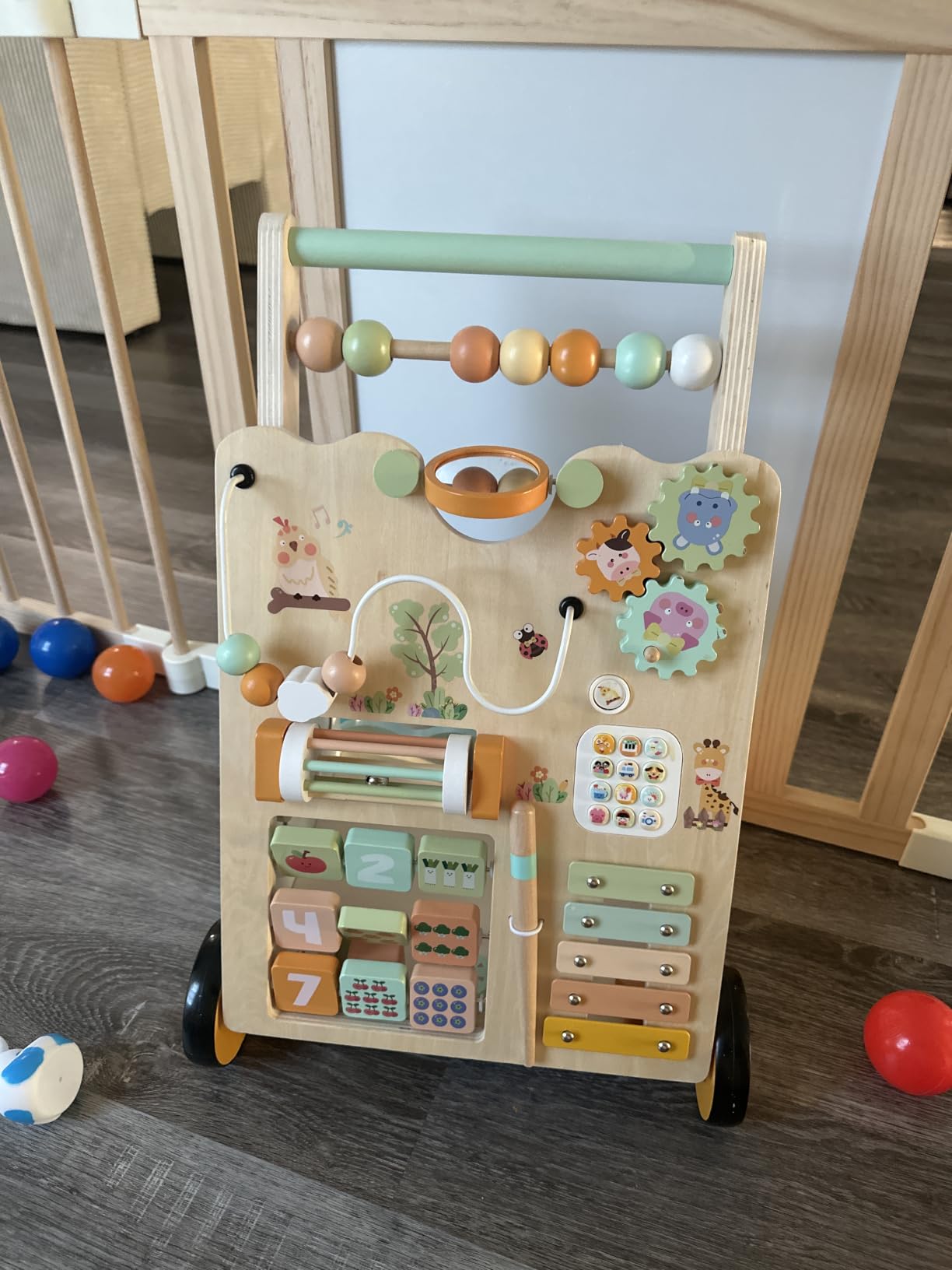 Weilim Wooden Baby Walker, 10-in-1 Montessori Push Walker for Toddlers 1+ customer photo 1